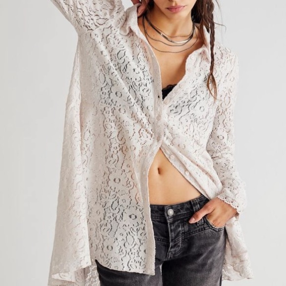 Free People Heather Lace Tunic in Champagne Dream